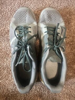 On Cloudflow Sea/Lime Line Mesh Low Top Breathable Athletic Sneakers Women